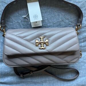 Tory Burch Kira Taupe Chevron Crossbody/Shoulder Bag